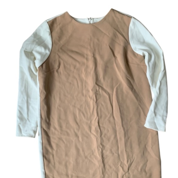 ASOS Womans Colorblock Tan White Long Sleeve Dress Size 10 - Picture 3 of 12